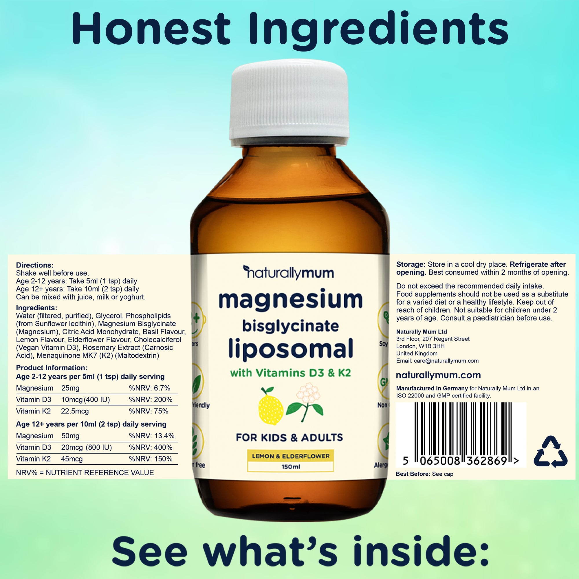 Kids Magnesium Liposomal with Vitamins D3 and K2