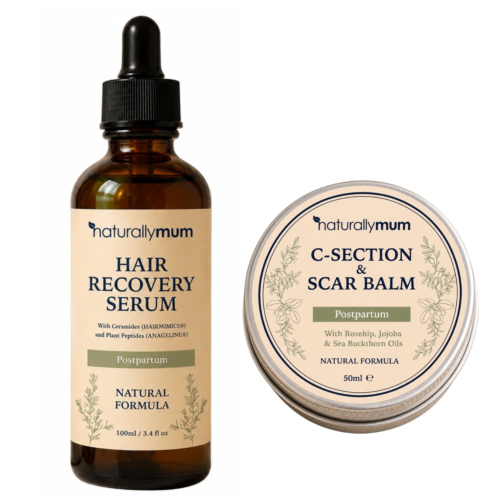 Postpartum Recovery Duo | Hair Recovery Serum &amp; Scar Balm