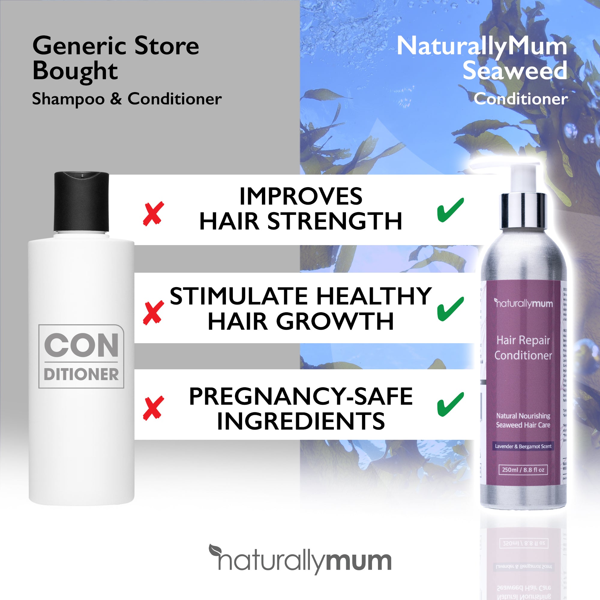 Naturally Mum Seaweed Hair Repair Conditioner | Lavender | 250ml