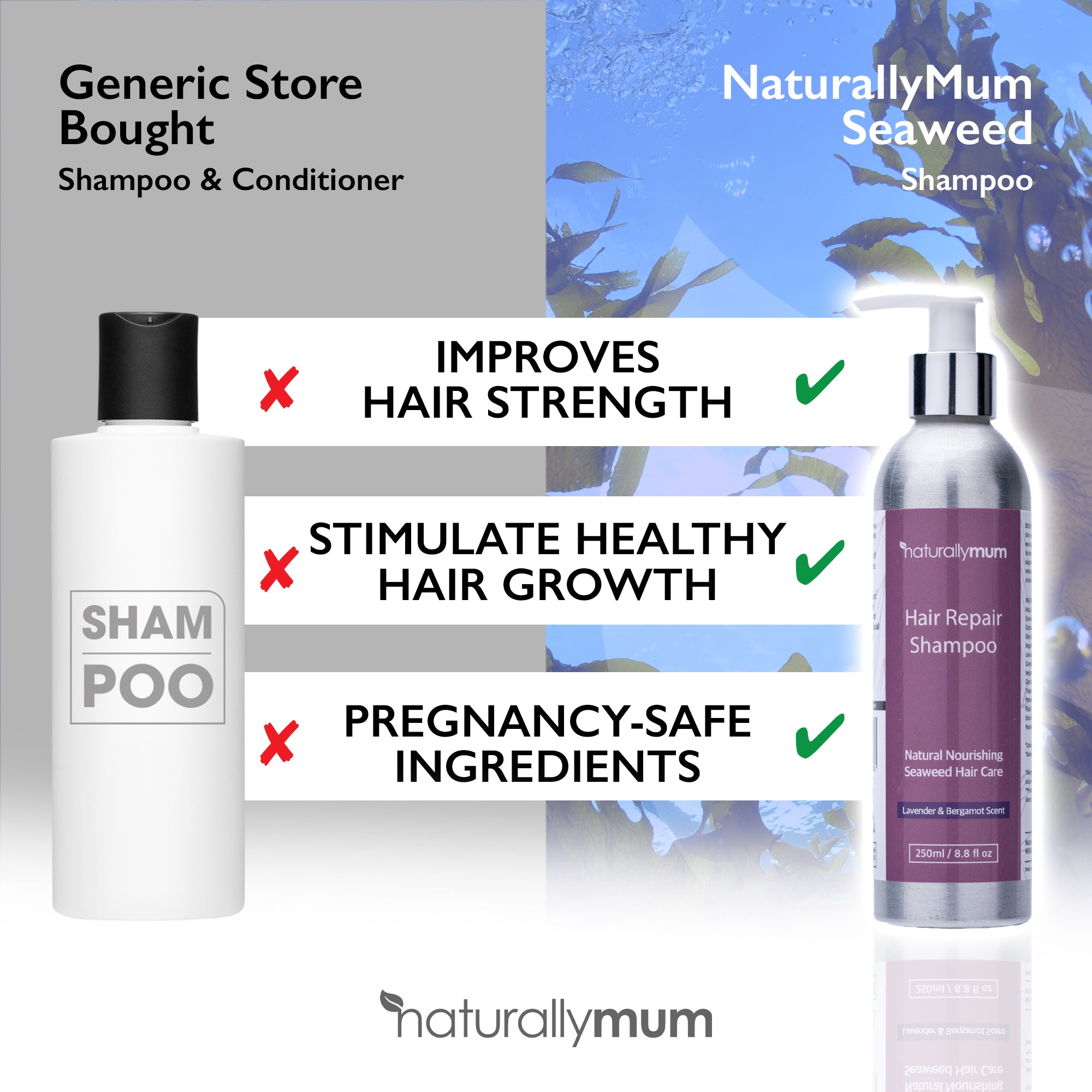 Naturally Mum Seaweed Hair Repair Shampoo | Lavender | 250ml