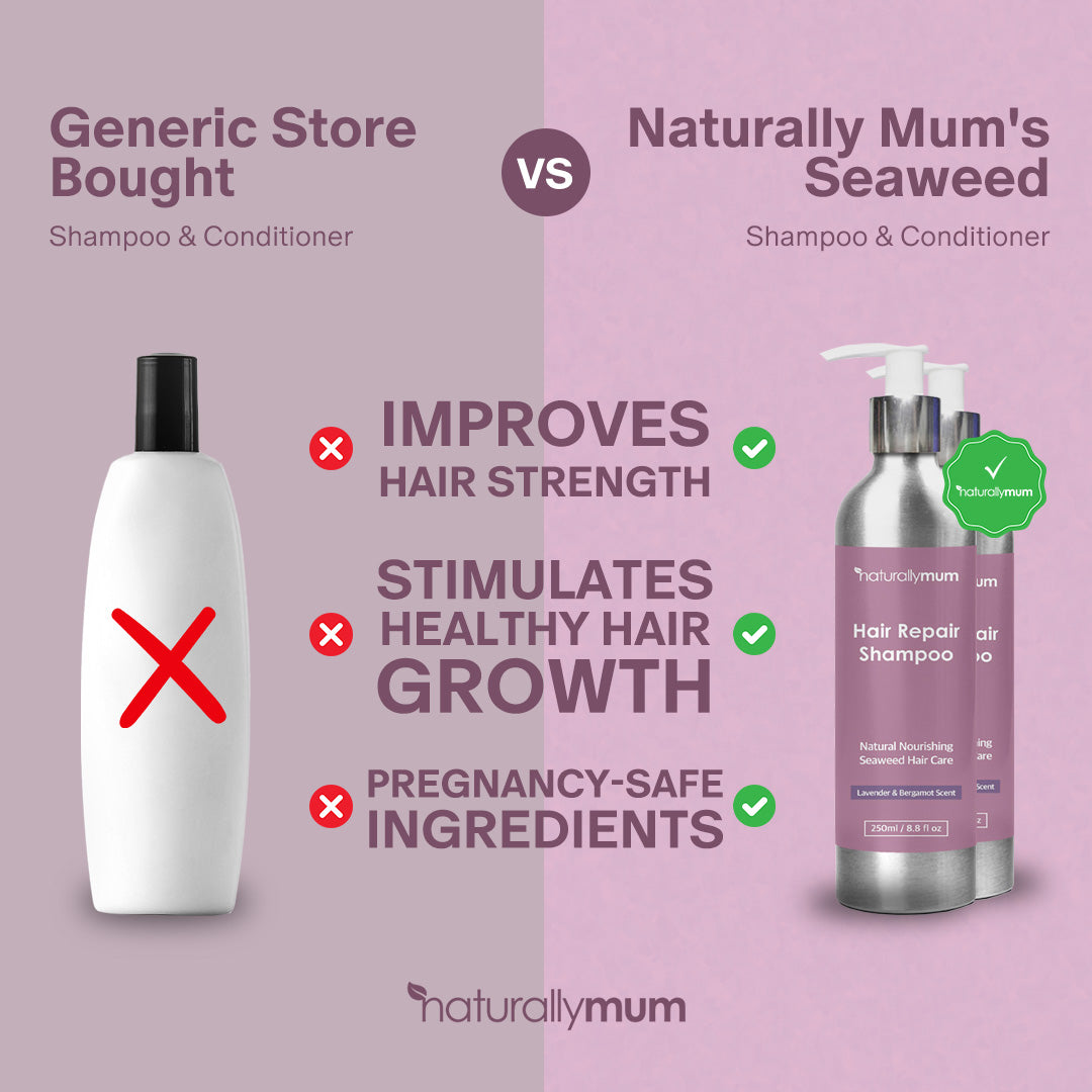 Seaweed Infused Postpartum Hair Repair Shampoo and Conditioner Bundle | 2 x 8.8 fl oz